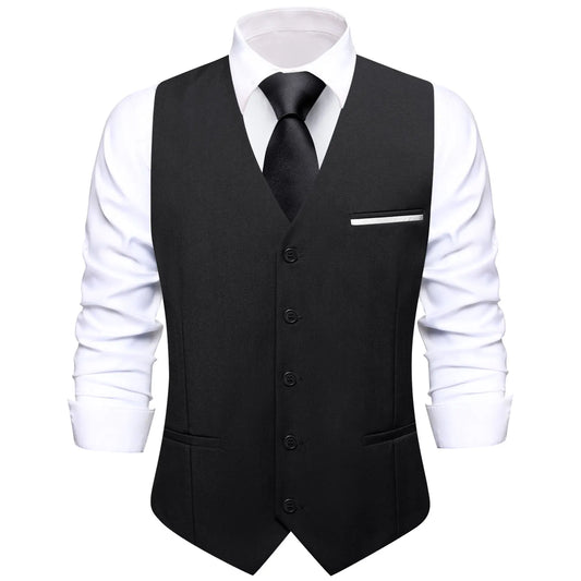 Men's Double Breasted Suit Vest with Tie Set – Slim Formal Waistcoat for Weddings & Daily Wear
