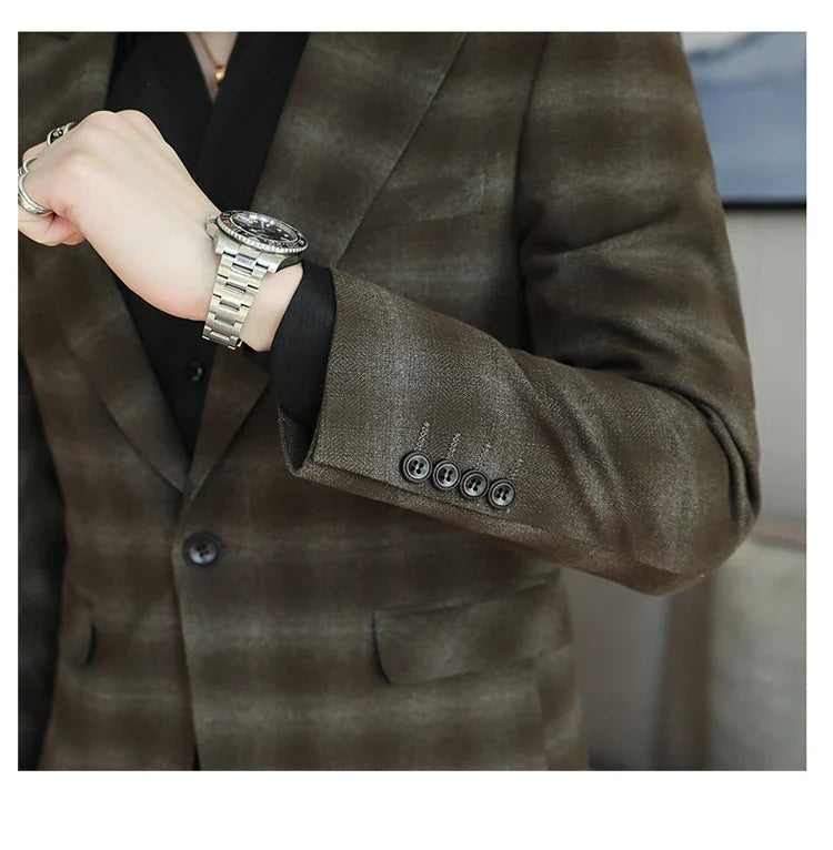Men's Slim Fit Army Green Casual Blazer – Single Breasted Smart Casual Suit Jacket