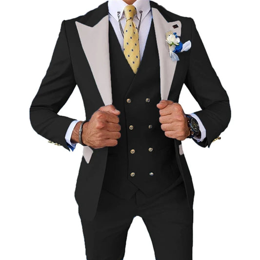 Royal blue Wedding suits Jacket Dress Blazers Coat Waistcoat Trousers Men Business 3 Piece Set Casual Slim Fit Suit Pants Vest