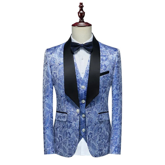 Men's Three-Piece Suit Slim Fit Single Breasted Wedding Formal Wear England Style