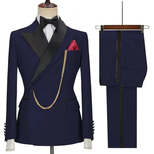 Slim Fit Monochromatic Terno De Trespassado for Men Jacket And Pants Wedding Groomsmen Formal Ternos Dinner Smalking Suit