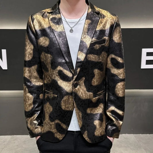 2026 Autumn Suede Men's Casual Suit Jacket Slim Fit Handsome High-quality Business Social Blazers Social Streetwear Dress Coat