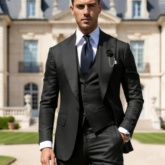Men's 3-Piece Slim Fit Suit – Jacket, Vest & Pants for Weddings & Formal Events