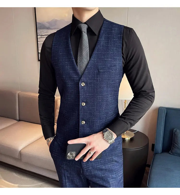 Suit Men's Fashion Banquet Slimming Striped Dance Singer Trendy Host Casual Wedding Banquet Dress Male Star Performance Suit