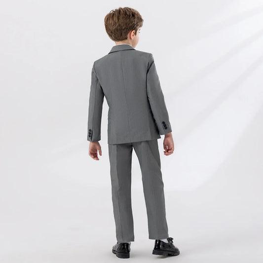 Spring Autumn Children Slim Fit Suit Set Comfortable Boy Suits 4 Pieces jacket Vest Pants Bow-tie School Graduation Ceremony