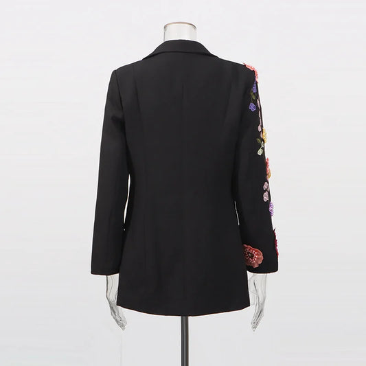 2026 Spring Autumn New Women Blazer High-End Embroidery Flower Beaded Studded Diamonds Luxury Elegant Chic Ins Coat HK17758