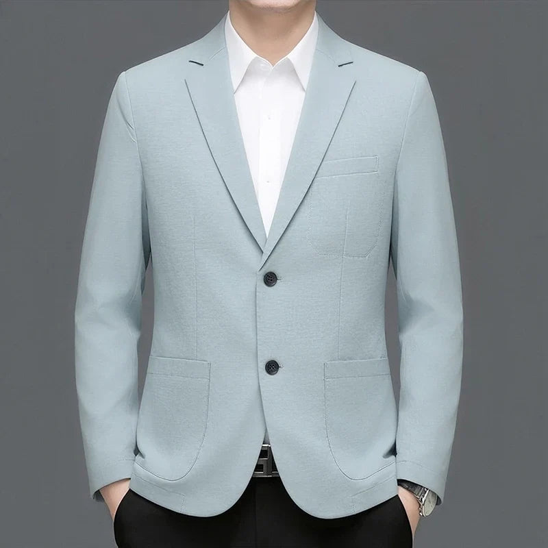 Men's Smart Casual Single-Breasted Collarless Blazer for Spring and Autumn