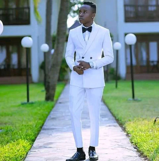 Men's White Suits Groom Tuxedos Party Dinner men latest coat pant designs Groomsmen Tuxedos For Wedding (Jacket+Pants)