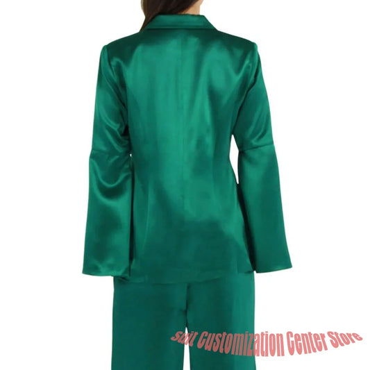 Women’s Green Slim Fit Clothes Two Piece (Jacket+Pants) Set Daily Office Lady Professional Suit Formal Party Fashion Outfit