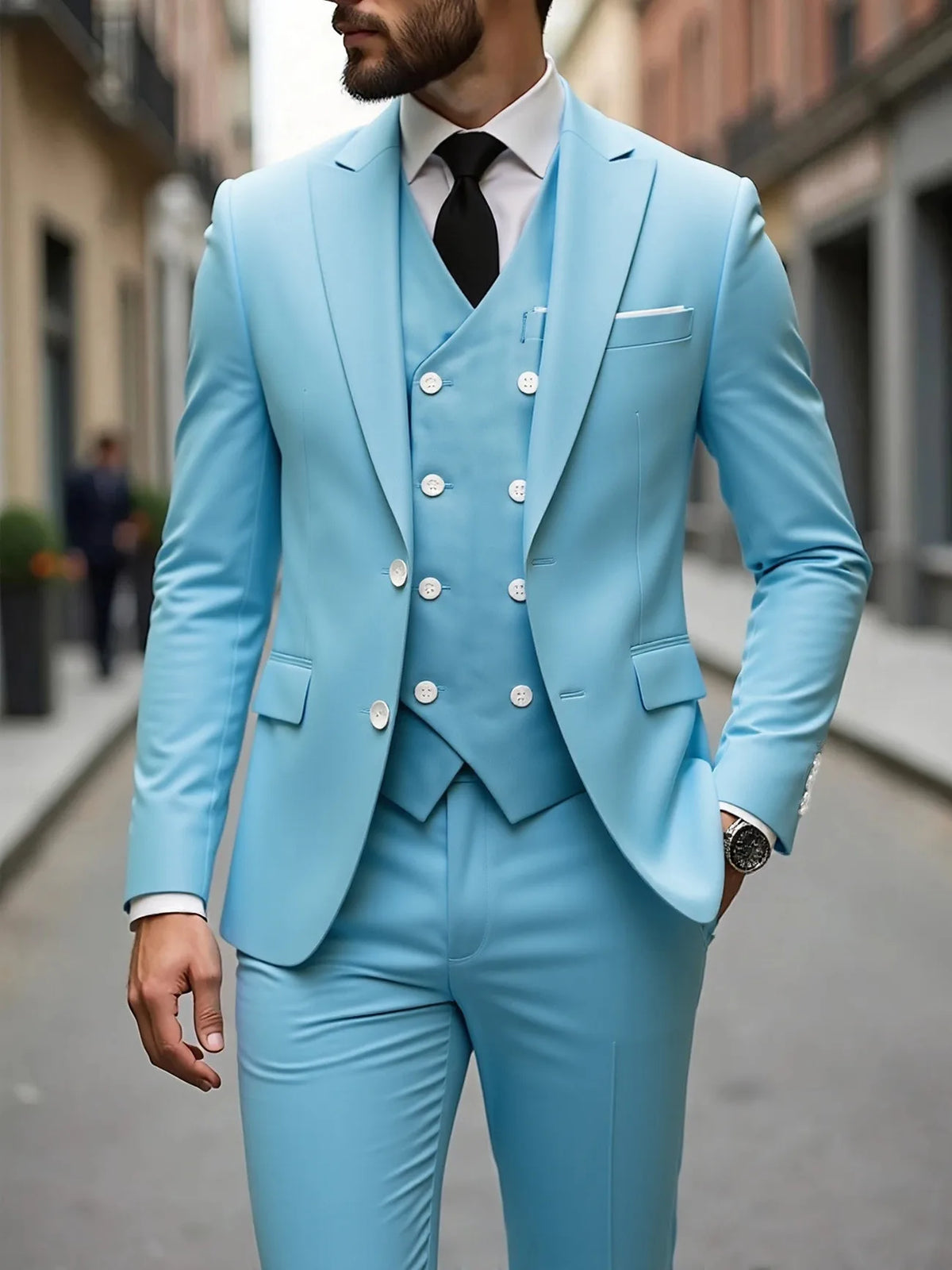 Costumes de Mariage Classiques Tuxedos Slim Fit Marié Pour Homme 3 Pièces Costume de Garçon d'Honneur Homme Formel Costume d'Affaires Homme (Veste+Gilet+Pantalon)