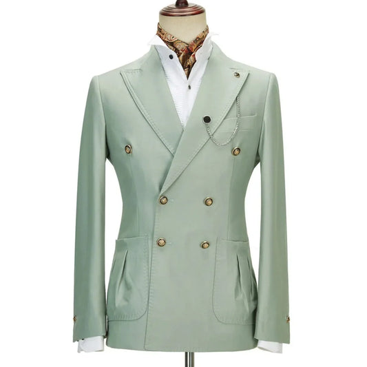 Men Suit 2 Pieces White Double Button With Pocket Solid For Wedding Banquet Birthday Party Business Work Daily Jacket With Pants