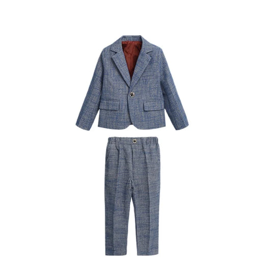 Kids Jacket Vest Pants Bowtie Brooch 5Pieces Formal Suit Set For Wedding Boys Piano Host Speech Performance Costume