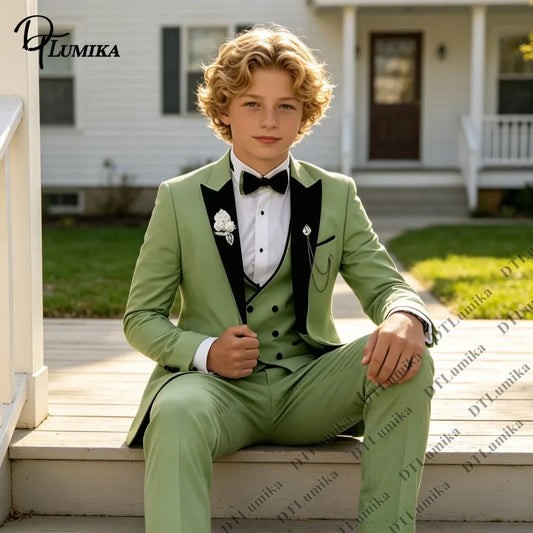 2026 Homecoming Suit for Boys 3T-14T 4 Pieces Jacket Vest Pants Bowtie Wedding Guest Suits Boy's Formal Costume Toddler Suits