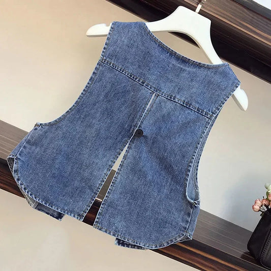 Women's Denim Vest Summer Thin Sleeveless Jacket New Female Korean Overlay With A Small Vest Lady Cardigan Jeans Waistcoat