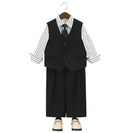 British Gentleman's Boys Vest Set Kids Formal Birthday Photography Suit Kindergarten Ceremony Performance Costume
