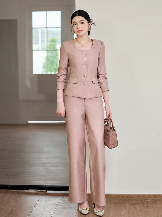 Fashionable professional women's two-piece trousers + suit jacket, exquisite elegant, 2025 autumn winter new style
