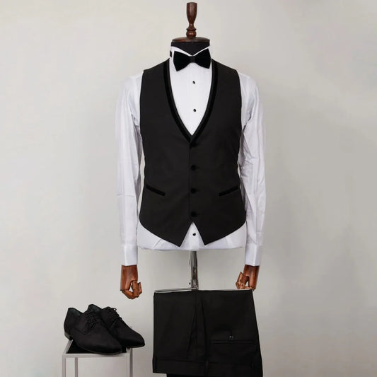 Men Suit 3 Pieces Black Single Button With Lapel For Wedding Banquet Birthday Party Business Work Daily Jacket Vest With Pants