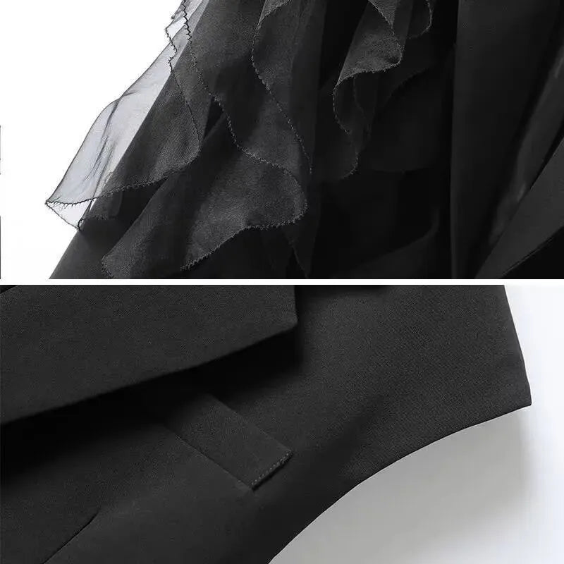 Women's Suit Vest Jacket With Lining 2026 Summer Korean Black Loose Casual Sleeveless Ladies Vest Splicing Lady Suit Waistcoat