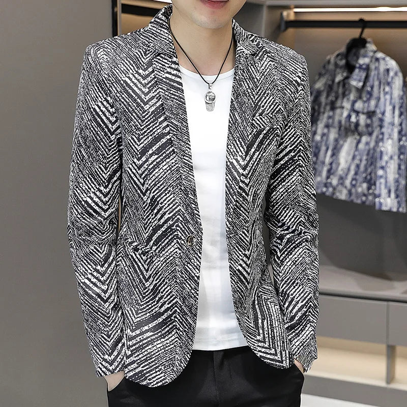 Blazer Men's Fashion Outdoor Travel Gentleman Wedding Slimming Business Versatile Trendy Casual Korean-style Formal Wear Blazer