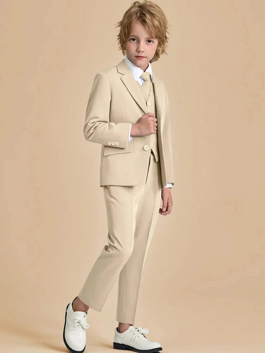 Hot Sale Kids Suit Set 3 Pieces Wedding Ring Bearer Outfit Autumn Comfortable Long Sleeved Suits Elegant Formal Party Tuxedo