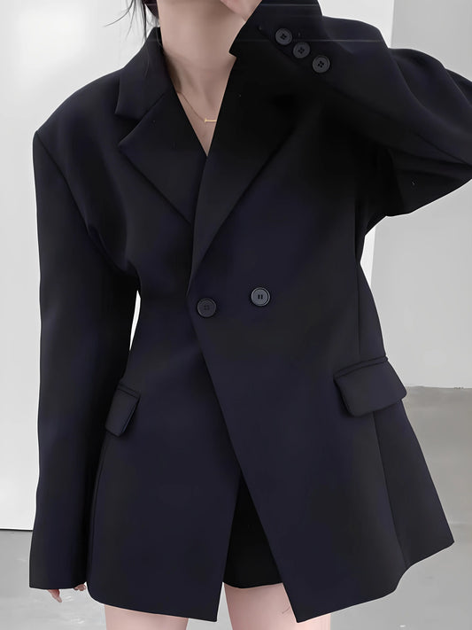 Women's Black Gothic Emo Blazer Y2k 2000s Vintage Suit Coat Korean Style Loose Vintage Casual Jacket Outerwear for Women Autumn