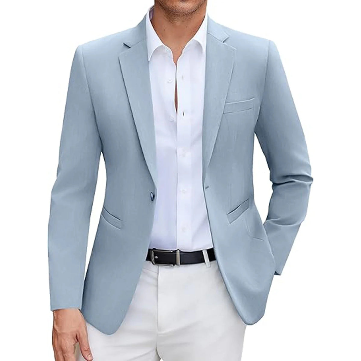 Men's Casual Blazer Slim Fit Suit Jacket Lightweight One Button Formal Business Sport Coats for Wedding Prom Party Office New