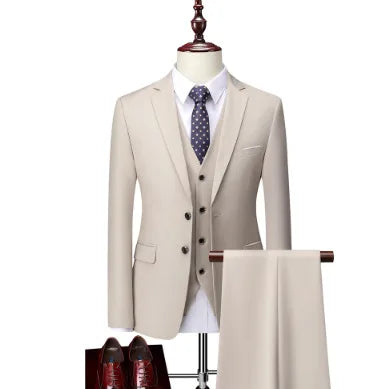 White Men Suits Slim Fit 3 Piece Double Breasted Suit Men Wedding Prom Party Business (Blazer+Vest+Pants) Wedding Suits for Men