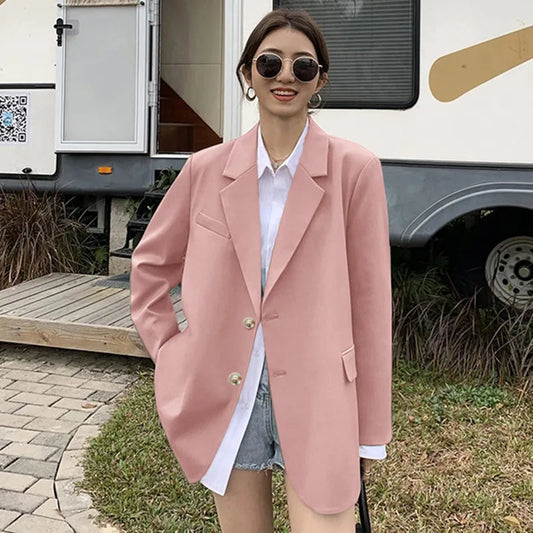 Women's Long Sleeve Blazer Spring Autumn Korean Fashion Casual Loose Office Coat Versatile Spring Autumn New Arrivals