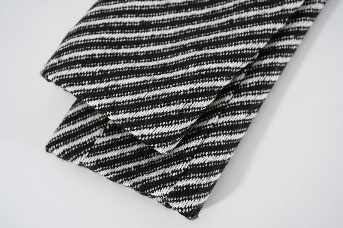 Women's Zebra Stripes Blazer Jacket Vintage Long Sleeve Outerwear Black Gothic Woolen Suit Coat Harajuku Y2k 2000s Clothes Autum