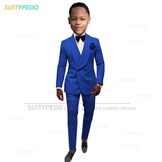 Suit For Kids Boys Baptism Formal Costume Children Birthday Photography Jacket Pants 2 Pieces Wedding Party Flower Boy Tuxedo