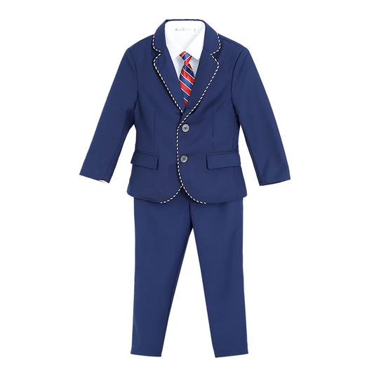 Boys Girls Formal Ceremony Costume Children's Brithish Style School Uniform Kids blue Jacket Pant/Skirt Photography Suit