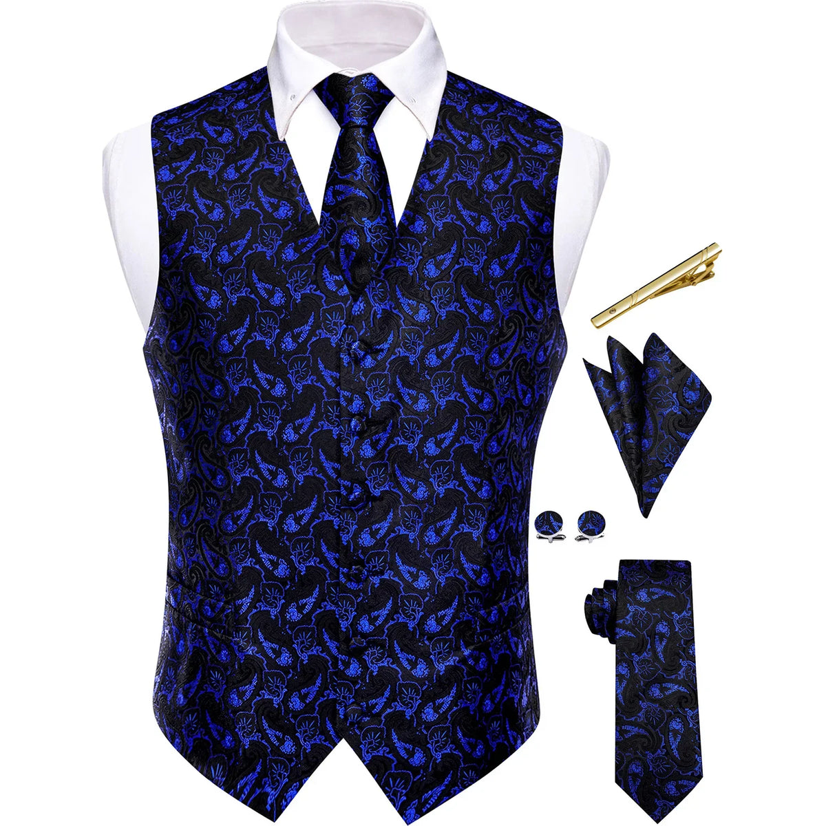 Men's Vest and Tie Set – Paisley Floral Waistcoat with Necktie for Weddings and Business Occasions