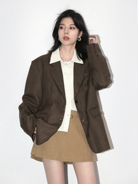 New Women Blazer Jacket Loose Casual Retro Single-breasted Office Lady Suit Blazer Coat Spring Autumn 2026 Clothes