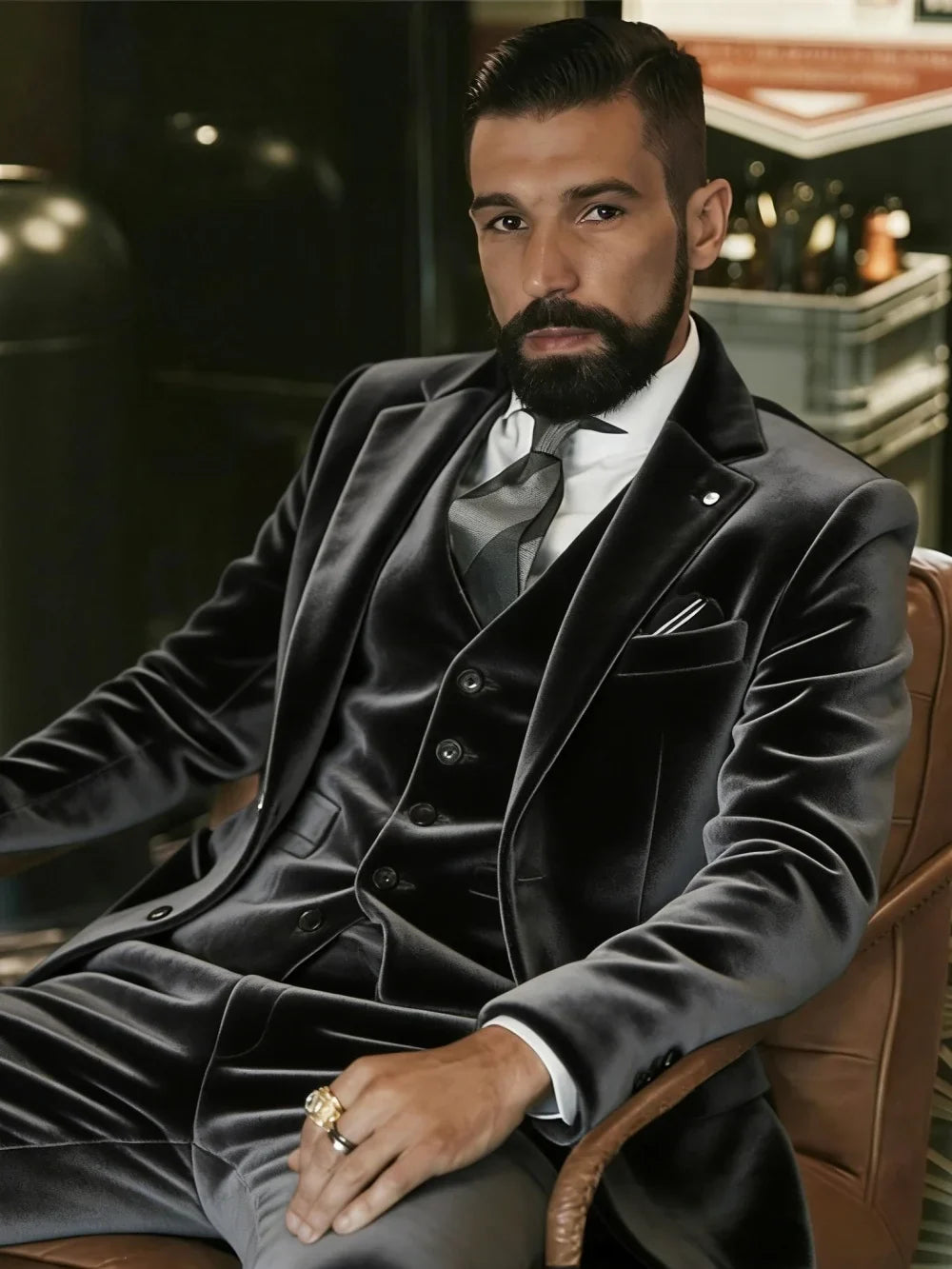 Men's Velvet Suits 3 Pieces Dancing Prom Wear Notched Lapel Man Formal Suit Set Banquet Party Outfit Plus Size Wedding Tuxedo