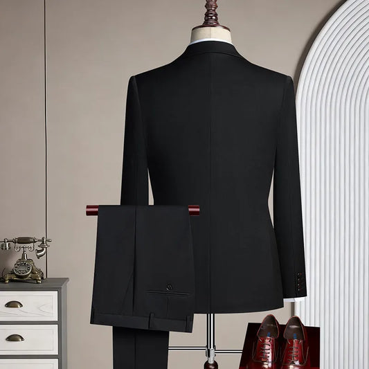 High-end Men's Fashionable and Stylish Casual New Wool Suit - Three-piece Set with One-button Fastening, High-quality Suit Set