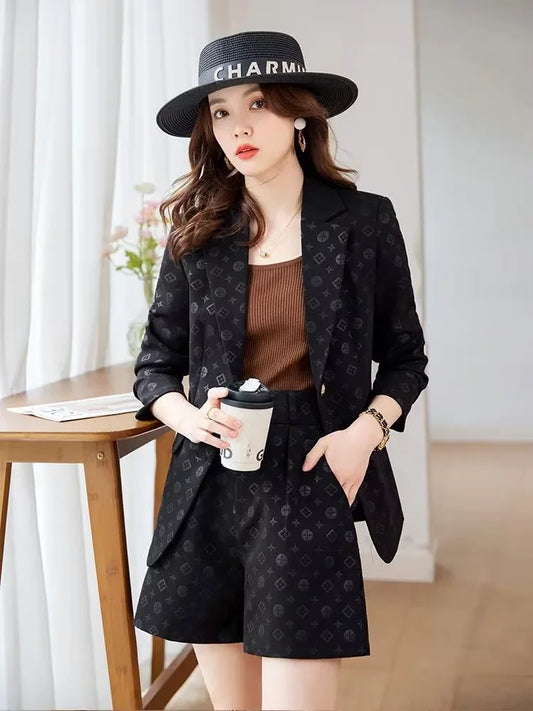 Fashion Temperament Professional Suits Women 2026 Spring Summer New Formal Long Sleeve Blazer And Pants&Shorts Sets Work Wear