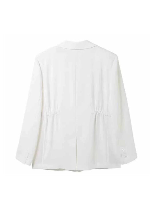 Women White Bow Fitted Blazer Jacket Harajuku 2000s Long Sleeve Single Breasted Suit Coat Vintage Outerwear Top Clothes Autumn