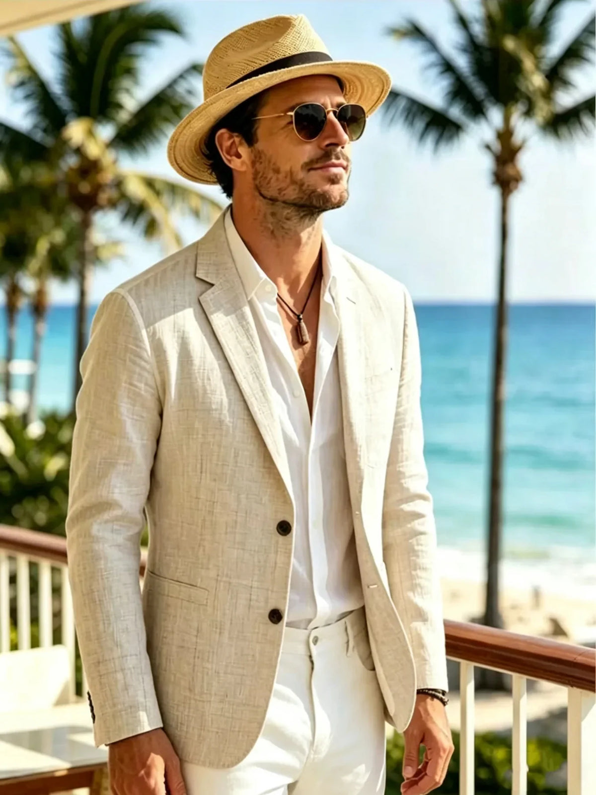 Men's Linen Suit Jacket – Casual Single Breasted Business Blazer for Summer