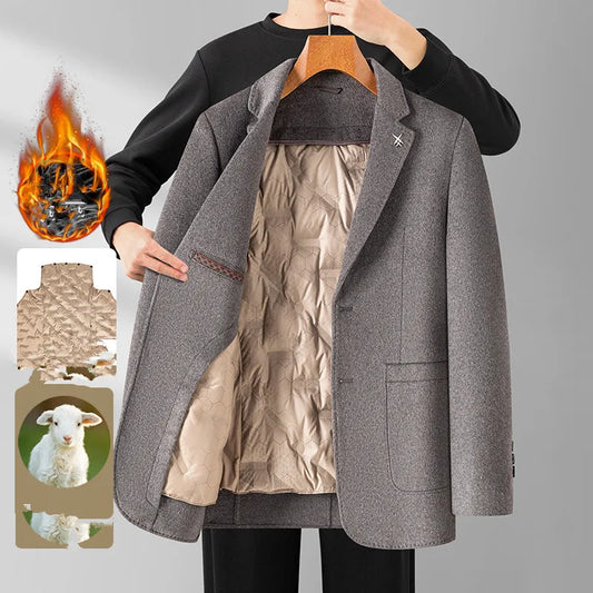 Men's Double-Sided Wool Blend Blazer Coat with Detachable Inner – Smart Casual