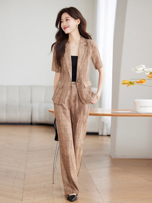 Fashionable professional women's wear, high-quality two-piece pants + blazer, new style for spring and summer 2026