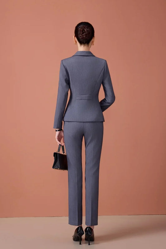 Fashionable two-piece suit jacket + pants for professional women. Exquisite elegant, new style for autumn winter 2025