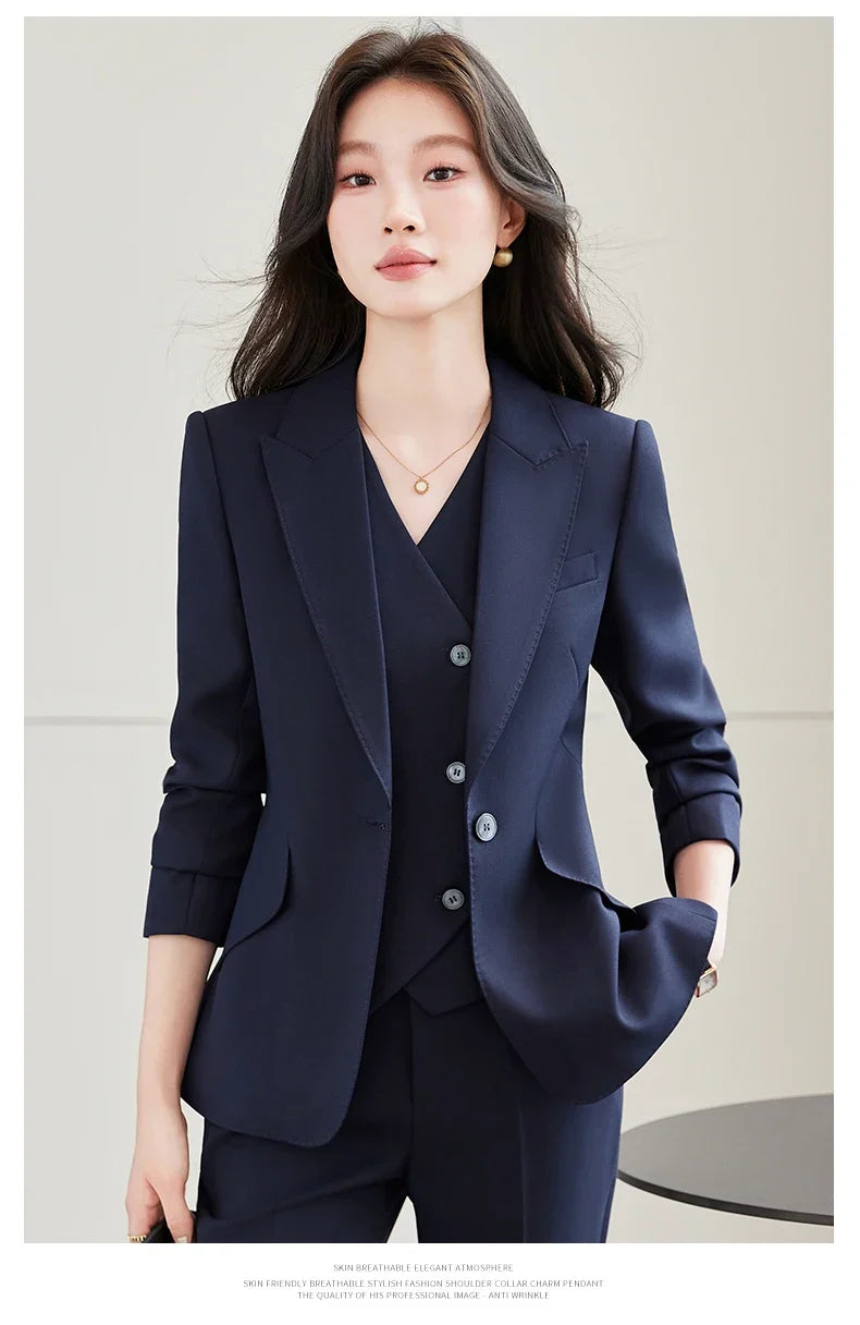 Elegant Ladies Business Chic Blazer Pants Suits Women Autumn Winter Plus Size Work Wear Outfit Jacket and Trousers Sets