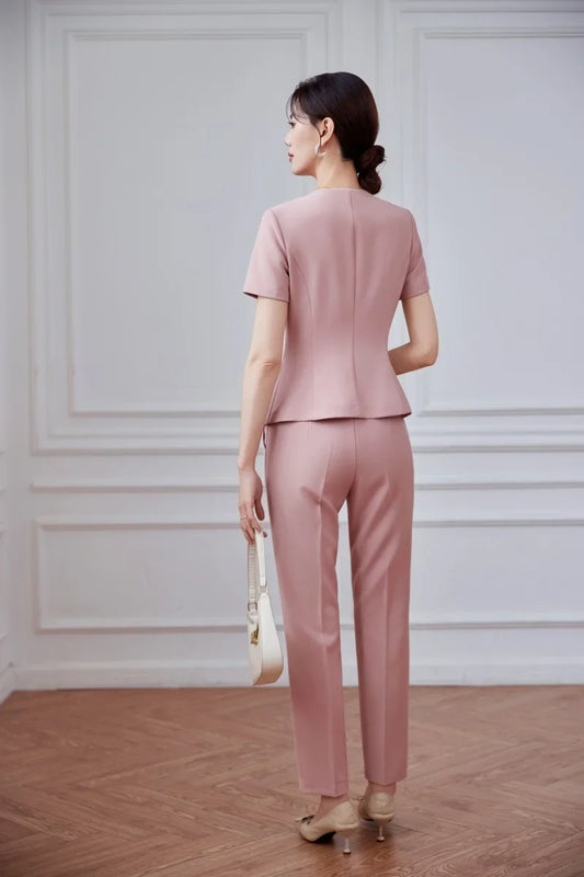 Fashionable Professional Women's Suit, High-Quality Two-Piece Pants + Blazer. Unique Temperament, Elegant and Charming
