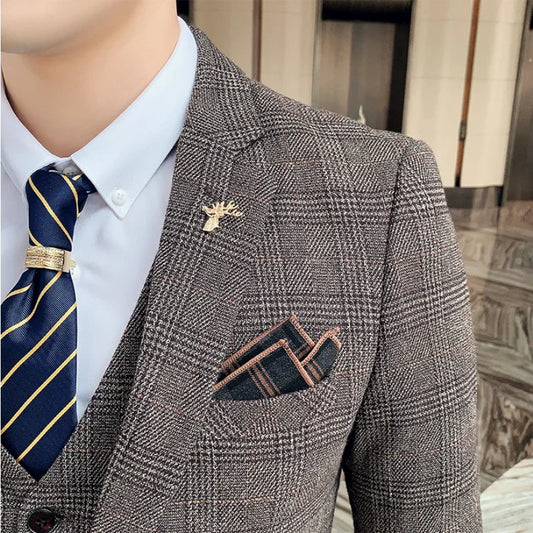 Men's 3-Piece Linen Suit Italian Style Smart Casual Slim Fit for Formal & Business Occasions