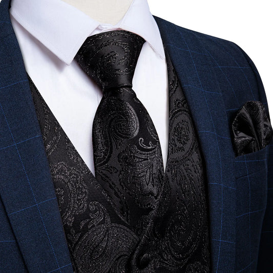 Men's Paisley Waistcoat with Necktie Set for Weddings and Formal Occasions