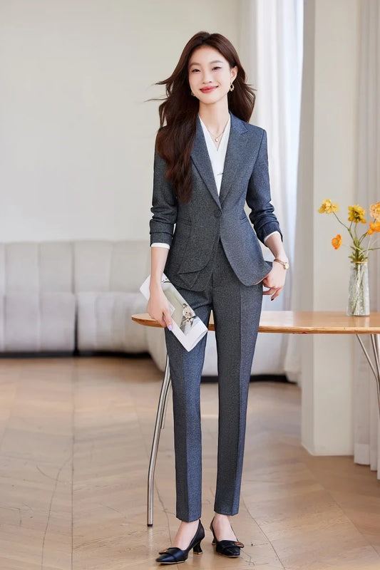 New Women's Professional Business Formal Two-Piece Suit Jacket + Pants. Elegant, Fashionable, Intellectual Temperament