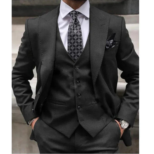 Brown Wedding Men's Suits Tailor-Made Slim Fit Male Fashion Blazer Custom Groom Smart Business Set 3 Piece Set Vestido De Novia