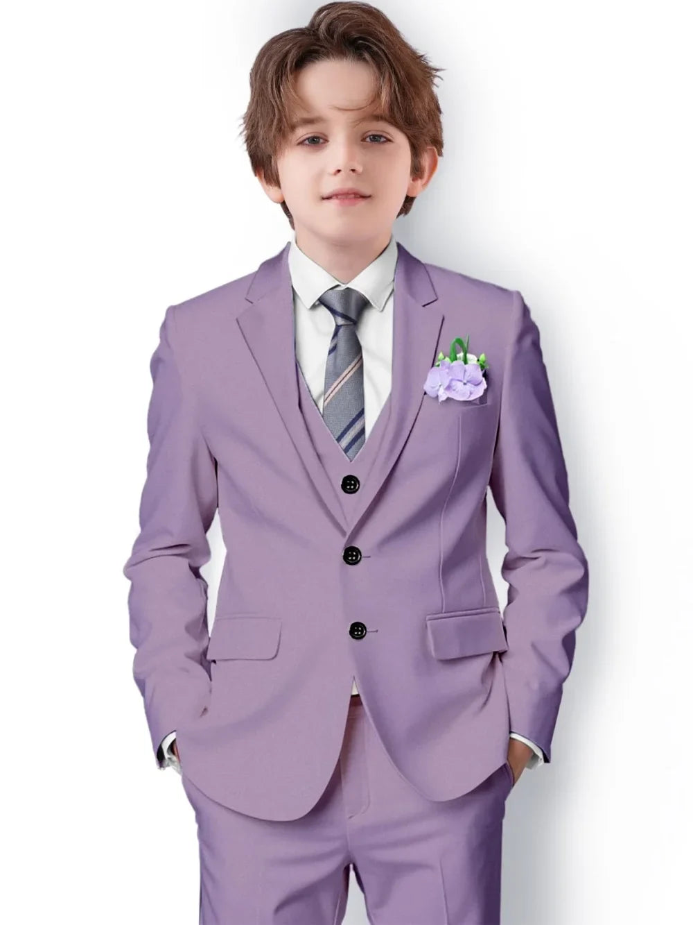 New Boys Slim Fit Suits 3 Pieces For Birthday Party Notched Lapel Kids Formal Suit Set Wedding Ring Bearer Outfit 2-20T