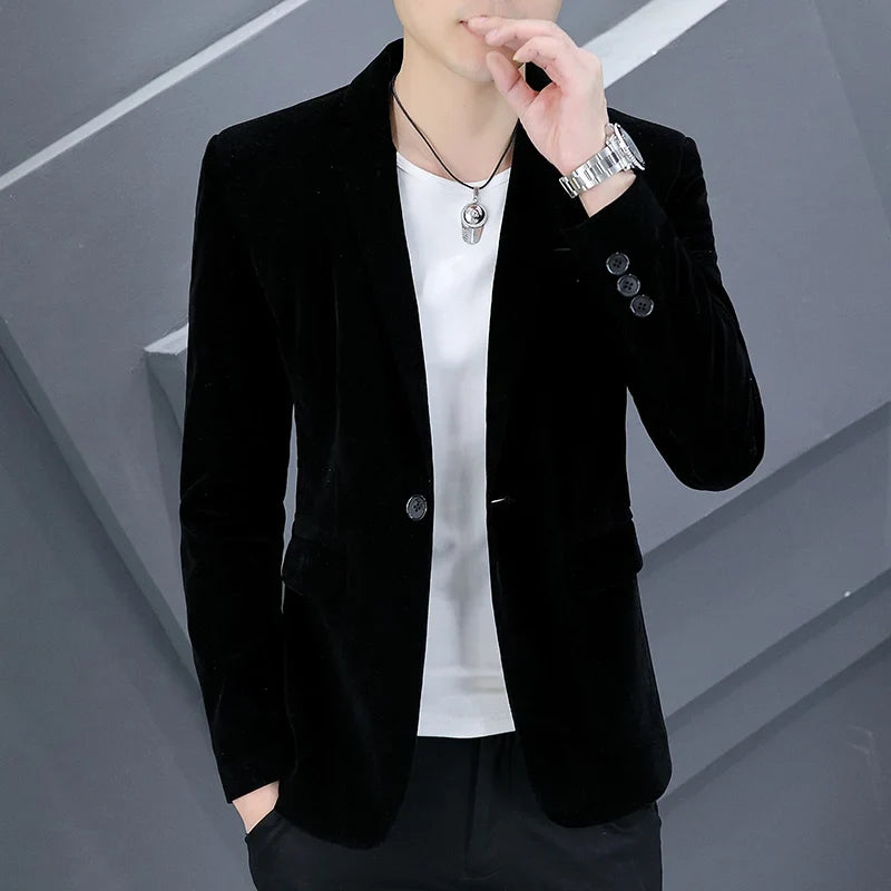 2025 Canary Suit Men's Velveteen Casual Small Suit British Style Business Single West Casual Clothes Trend Youth Handsome Shirt