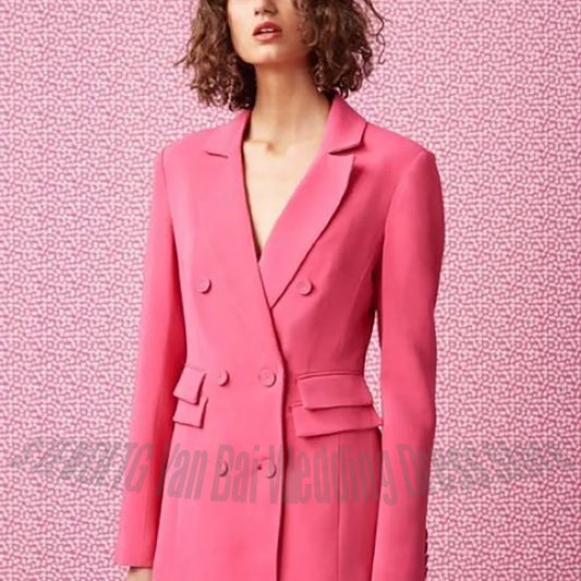 Solid Color Women Suit Two Pieces Classic Design Double Breasted Blazer Set High Quality Modern Formal Office Casual Suit